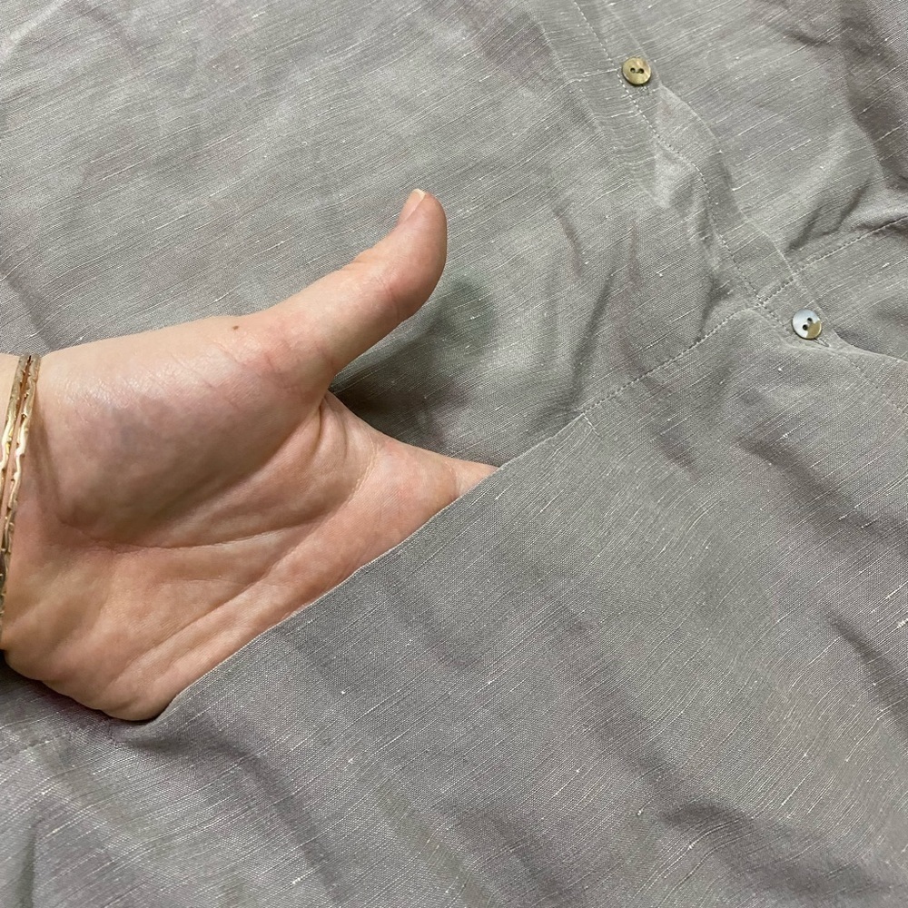 Eileen Fisher - Mandarin collar button down silk linen blouse - Picture 5 of 9